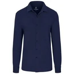 Mens Long Sleeve Alex Varga Cronus Knitted Shirt Navy Front